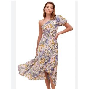 ASTR The Label Santorini One Shoulder Floral Midi Dress Cottagecore S